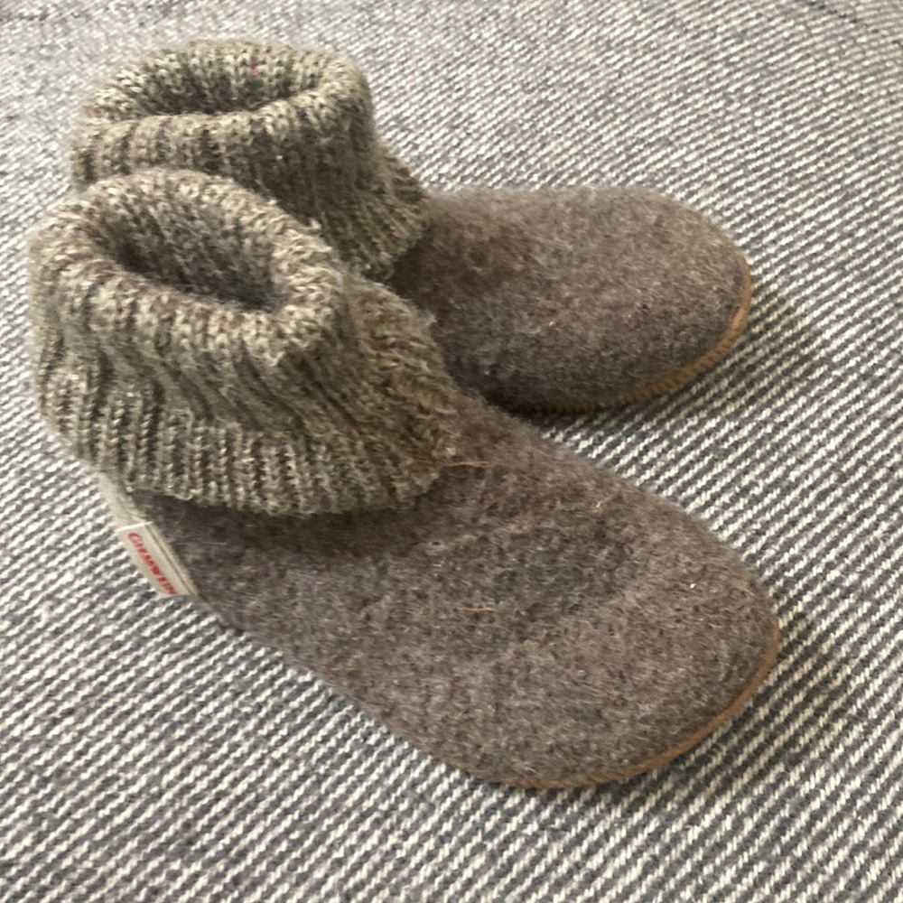 warm gray wool boots